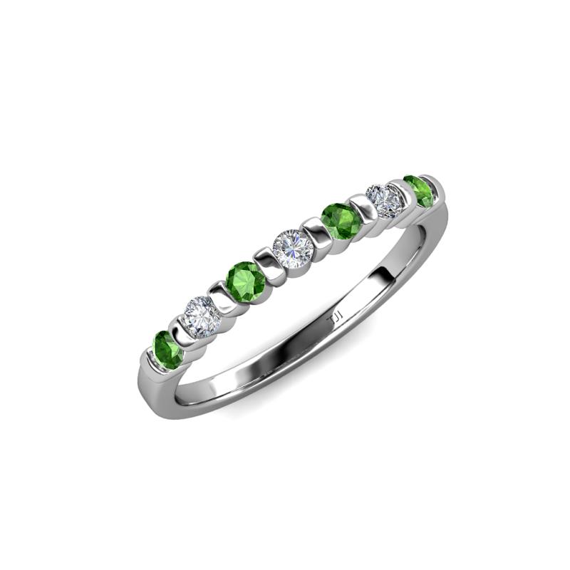 Macie Green Garnet and Diamond Wedding Band 
