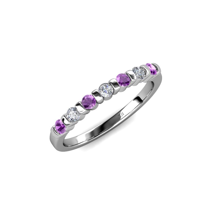 Macie Amethyst and Diamond Wedding Band 
