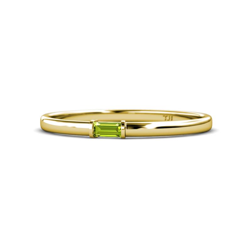 Riley Bold 4x2 mm Baguette Peridot Minimalist Solitaire Promise Ring 