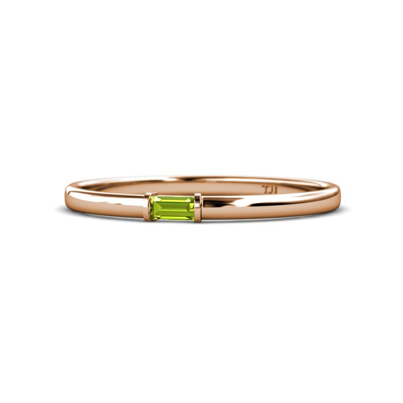 Riley Bold 4x2 mm Baguette Peridot Minimalist Solitaire Promise Ring 