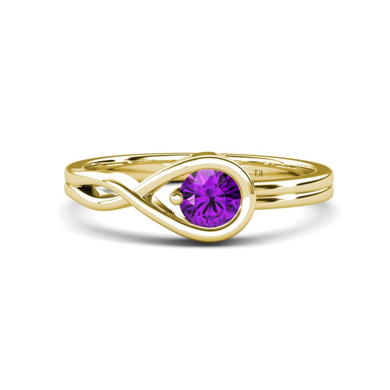 Adah 0.40 ctw (5.00 mm) Round Amethyst Twist Love Knot Solitaire Engagement Ring 