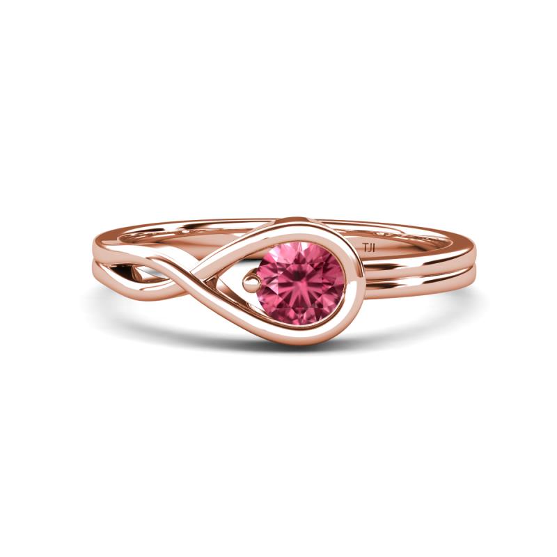 Adah 0.40 ctw (5.00 mm) Round Pink Tourmaline Twist Love Knot Solitaire Engagement Ring 