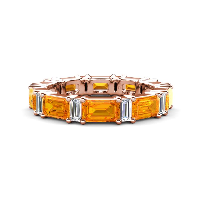 Eriss 3.30 ctw Emerald Shape Citrine and Baguette Shape Lab Grown Diamond Women Eternity Band 
