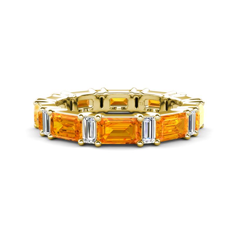Eriss 3.30 ctw Emerald Shape Citrine and Baguette Shape Lab Grown Diamond Women Eternity Band 