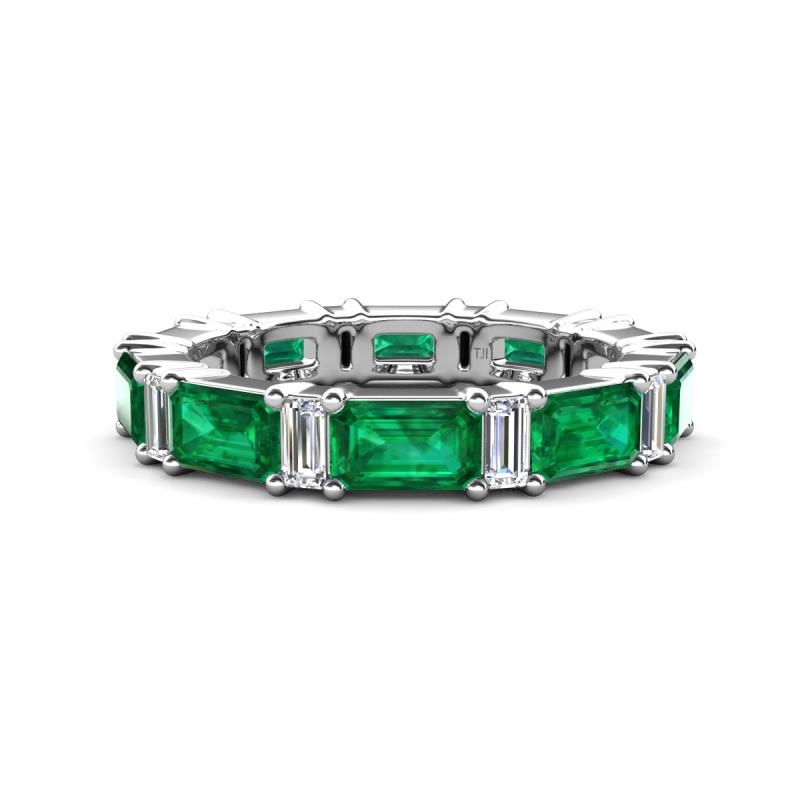 Eriss 3.00 ctw Emerald Shape Emerald and Baguette Shape Lab Grown Diamond Women Eternity Band 