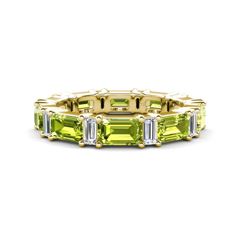 Eriss 4.00 ctw Emerald Shape Peridot and Baguette Shape Lab Grown Diamond Women Eternity Band 
