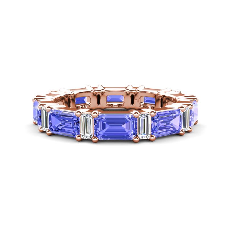Eriss 3.20 ctw Emerald Shape Tanzanite and Baguette Shape Lab Grown Diamond Women Eternity Band 