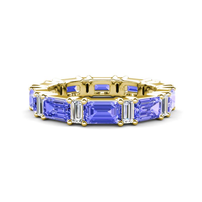 Eriss 3.20 ctw Emerald Shape Tanzanite and Baguette Shape Lab Grown Diamond Women Eternity Band 