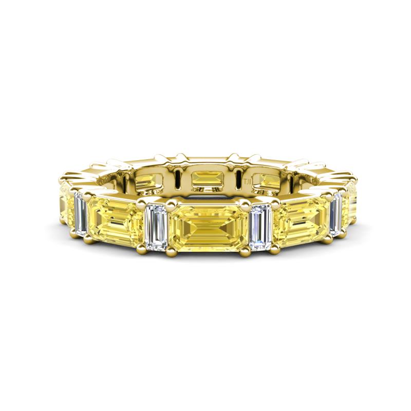 Eriss 3.50 ctw Emerald Shape Yellow Sapphire and Baguette Shape Lab Grown Diamond Women Eternity Band 