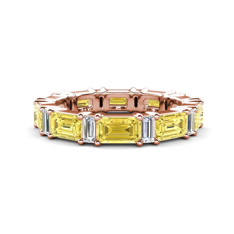 Eriss 3.50 ctw Emerald Shape Yellow Sapphire and Baguette Shape Lab Grown Diamond Women Eternity Band 