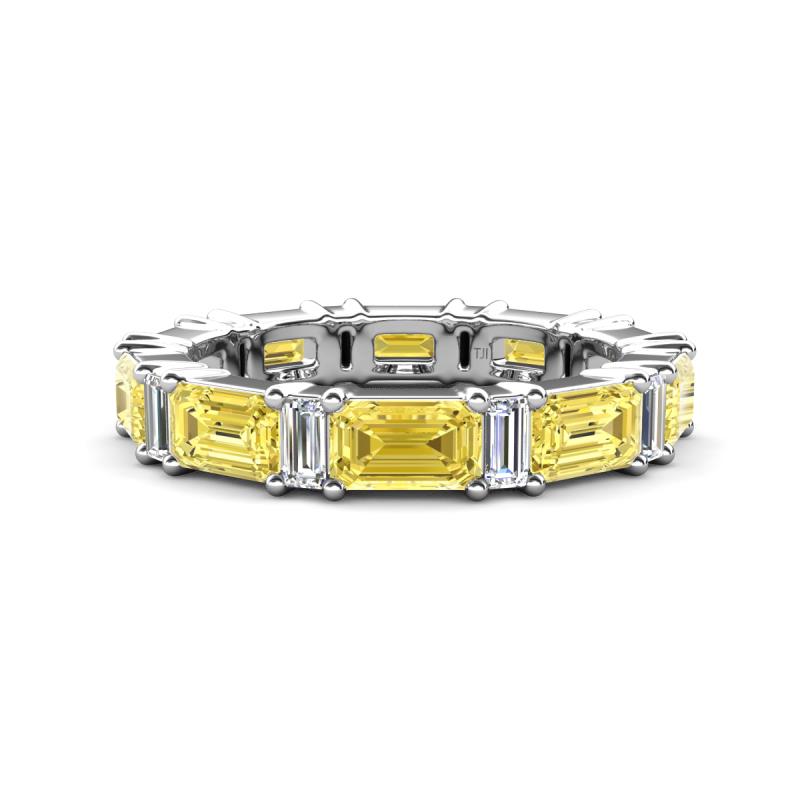 Eriss 3.50 ctw Emerald Shape Yellow Sapphire and Baguette Shape Lab Grown Diamond Women Eternity Band 