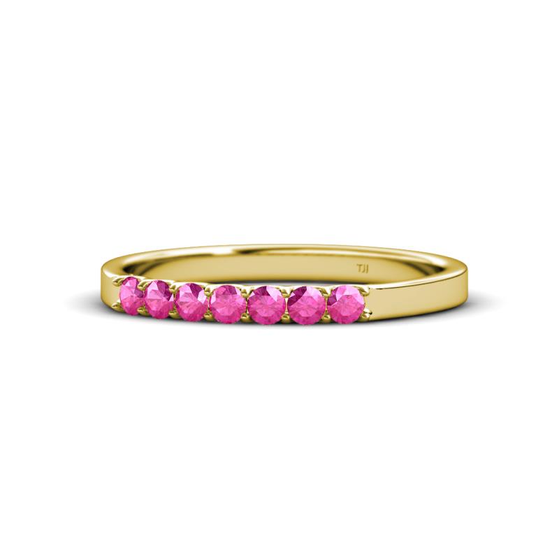 Fiala 2.00 mm Pink Sapphire 7 Stone Wedding Band 