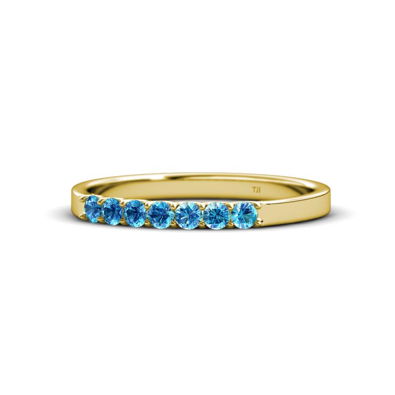 Fiala 2.00 mm Blue Topaz 7 Stone Wedding Band 