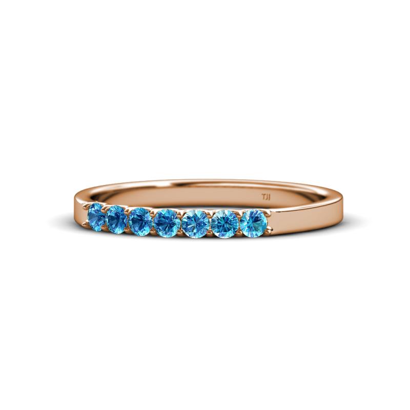 Fiala 2.00 mm Blue Topaz 7 Stone Wedding Band 