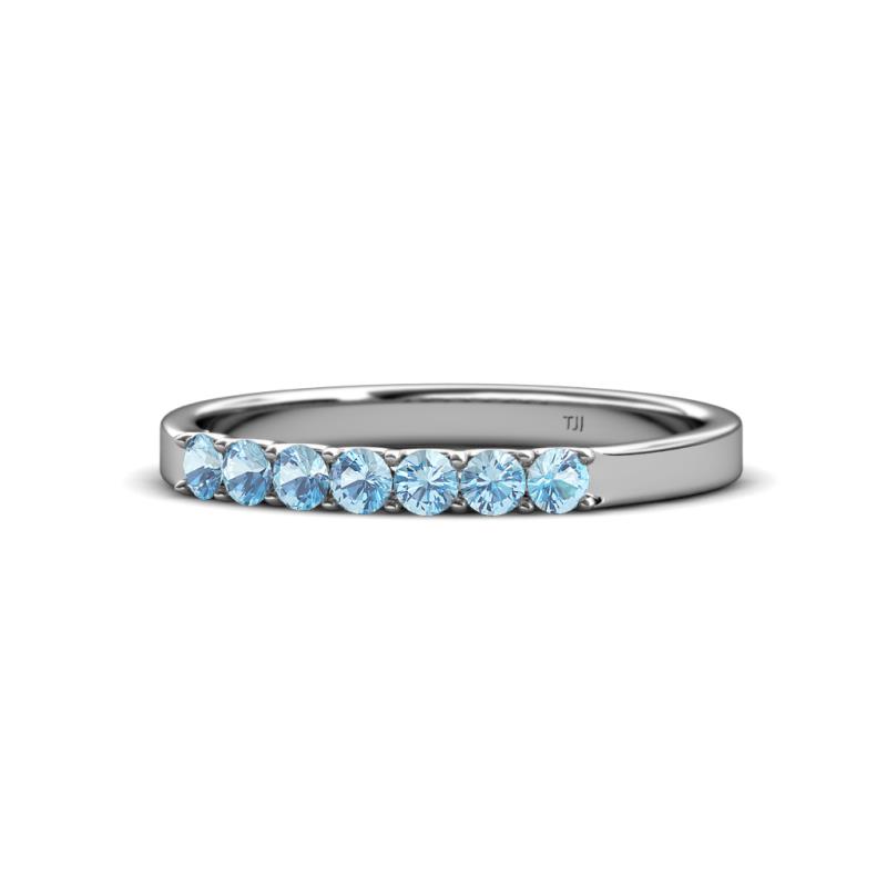 Fiala 2.40 mm Aquamarine 7 Stone Wedding Band 