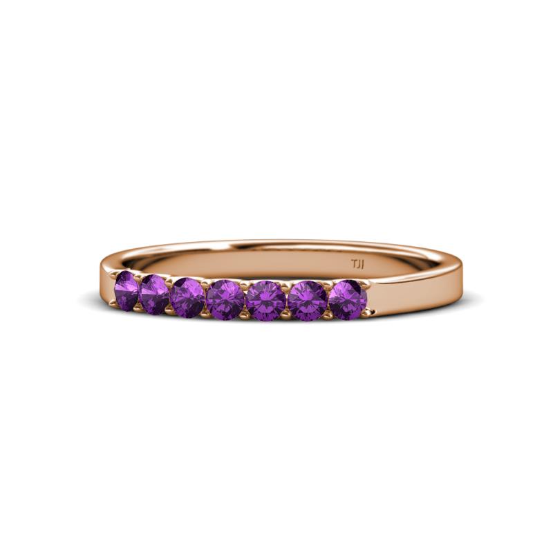 Fiala 2.40 mm Amethyst 7 Stone Wedding Band 