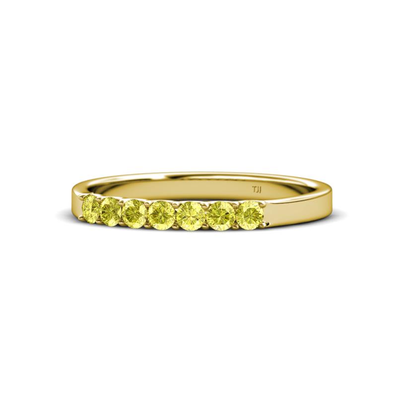Fiala 2.40 mm Yellow Diamond 7 Stone Wedding Band 