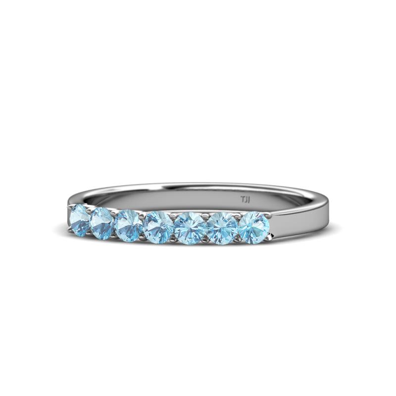 Fiala 2.70 mm Aquamarine 7 Stone Wedding Band 