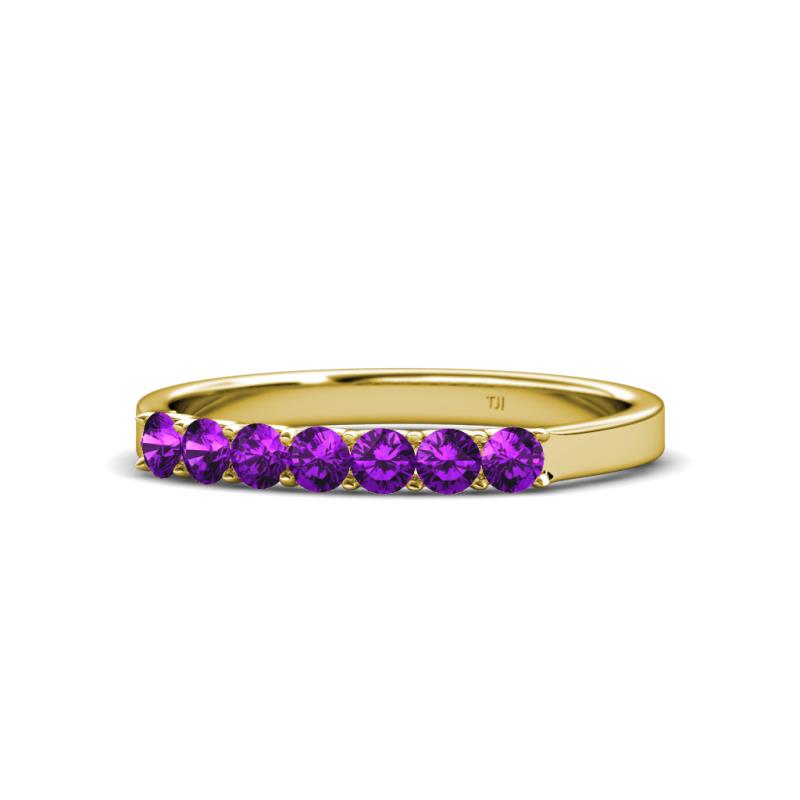 Fiala 2.70 mm Amethyst 7 Stone Wedding Band 