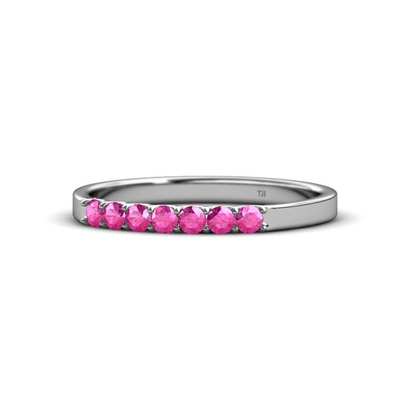 Fiala 2.00 mm Pink Sapphire 7 Stone Wedding Band 