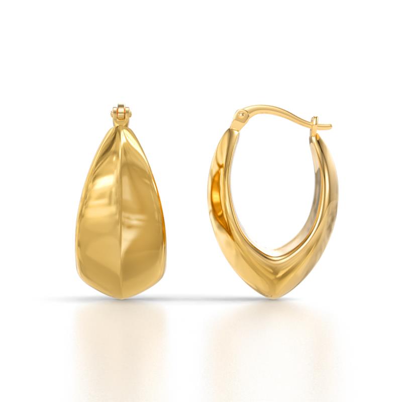 Zirali Bold Pointed Teardrop Women Hoop Earrings in Polished Finish using 14K Solid Gold 