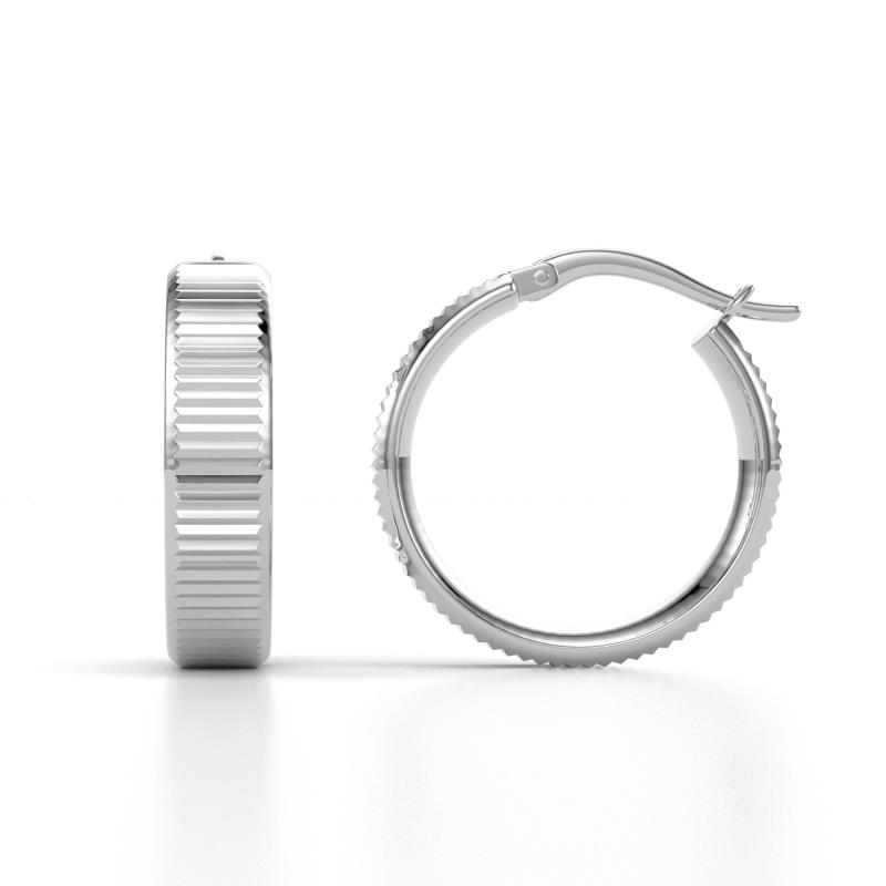 Adeline Grooved Round Women Earrings in 14K Solid Gold 