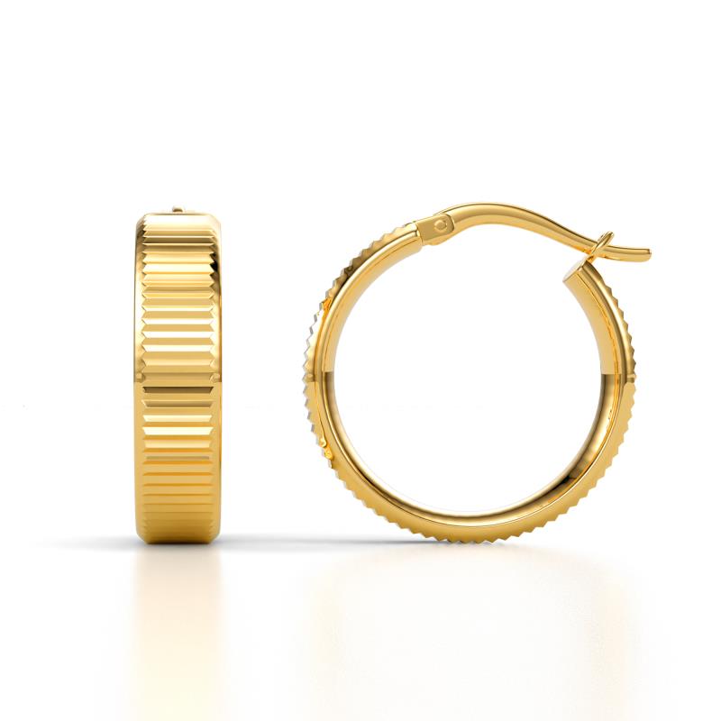 Adeline Grooved Round Women Earrings in 14K Solid Gold 