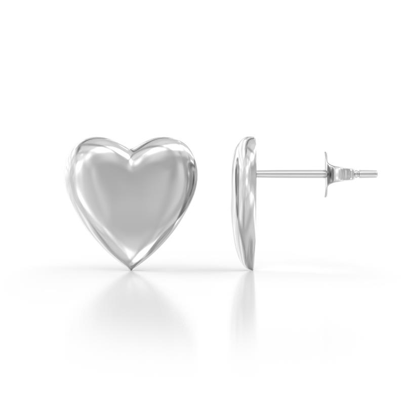 Zahira Puffed Heart Women Stud Earrings in 14K Solid Gold 