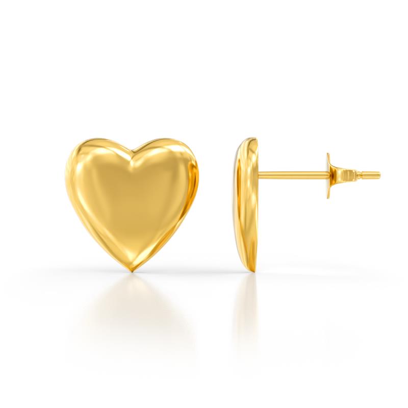 Zahira Puffed Heart Women Stud Earrings in 14K Solid Gold 