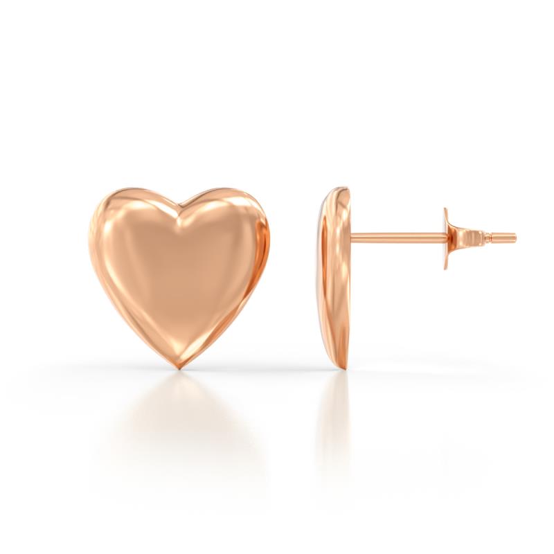 Zahira Puffed Heart Women Stud Earrings in 14K Solid Gold 