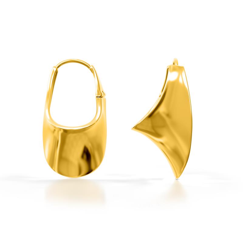 Zalika U Curve Women Hoop Earrings in 14K Solid Gold (22 x 13.50 mm) 