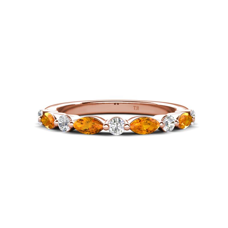 Mira 0.46 ctw Marquise Citrine and Round Lab Grown Diamond Women Stackable Wedding Band 