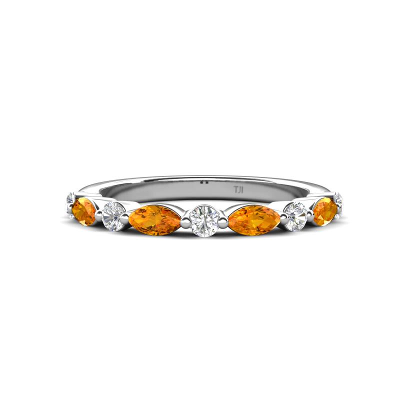 Mira 0.46 ctw Marquise Citrine and Round Lab Grown Diamond Women Stackable Wedding Band 
