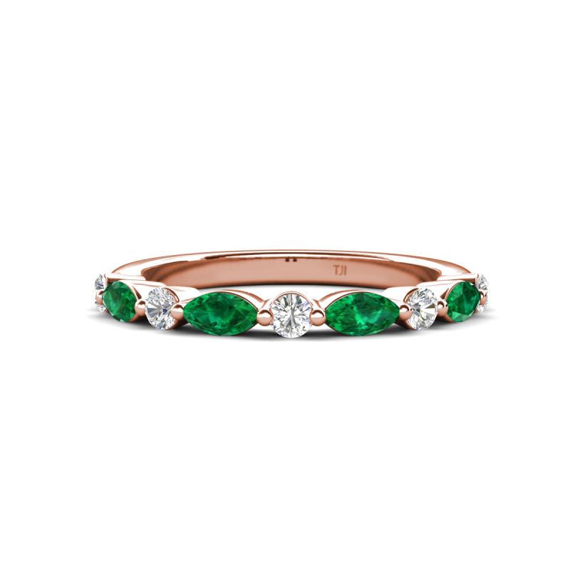 Mira 0.46 ctw Marquise Emerald and Round Lab Grown Diamond Women Stackable Wedding Band 