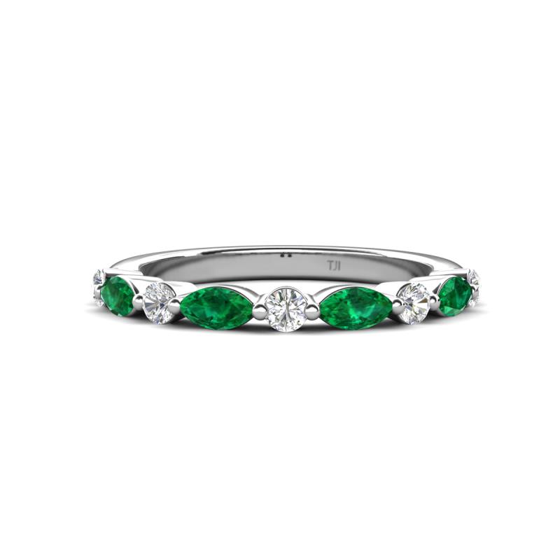 Mira 0.46 ctw Marquise Emerald and Round Lab Grown Diamond Women Stackable Wedding Band 