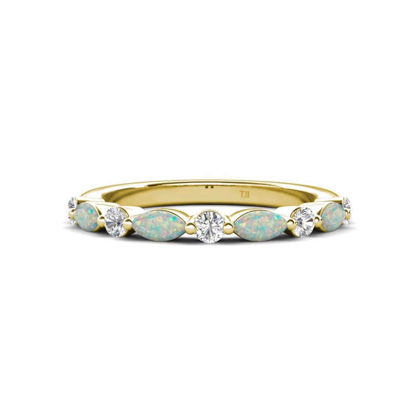 Mira 0.42 ctw Marquise Opal and Round Lab Grown Diamond Women Stackable Wedding Band 