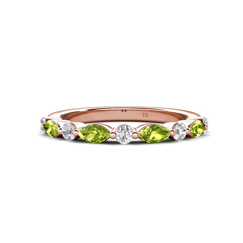 Mira 0.50 ctw Marquise Peridot and Round Lab Grown Diamond Women Stackable Wedding Band 