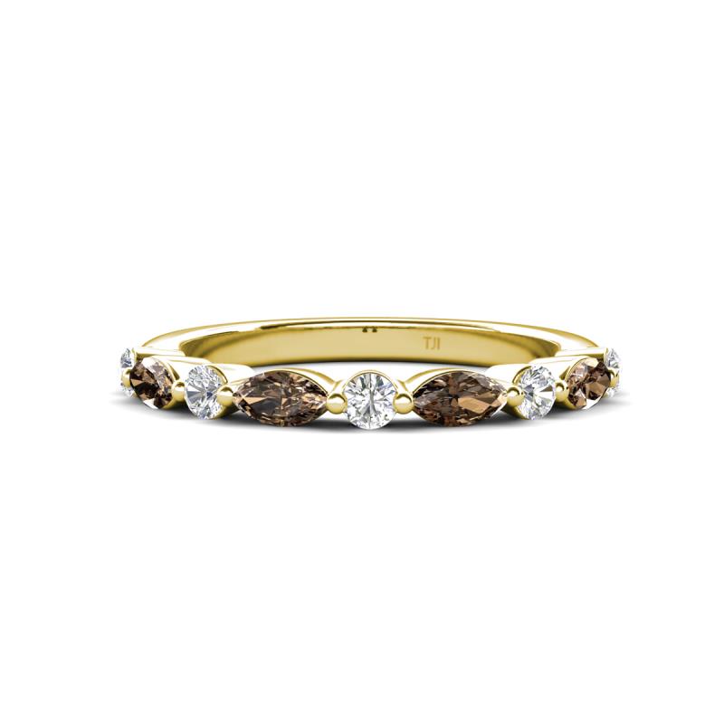 Mira 0.42 ctw Marquise Smoky Quartz and Round Lab Grown Diamond Women Stackable Wedding Band 