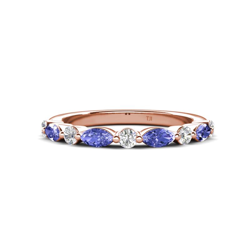 Mira 0.46 ctw Marquise Tanzanite and Round Lab Grown Diamond Women Stackable Wedding Band 