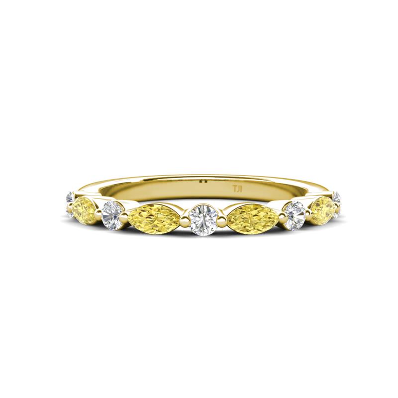 Mira 0.50 ctw Marquise Yellow Sapphire and Round Lab Grown Diamond Women Stackable Wedding Band 