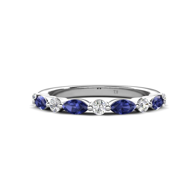 Mira 0.46 ctw Marquise Iolite and Round Natural Diamond Women Stackable Wedding Band 