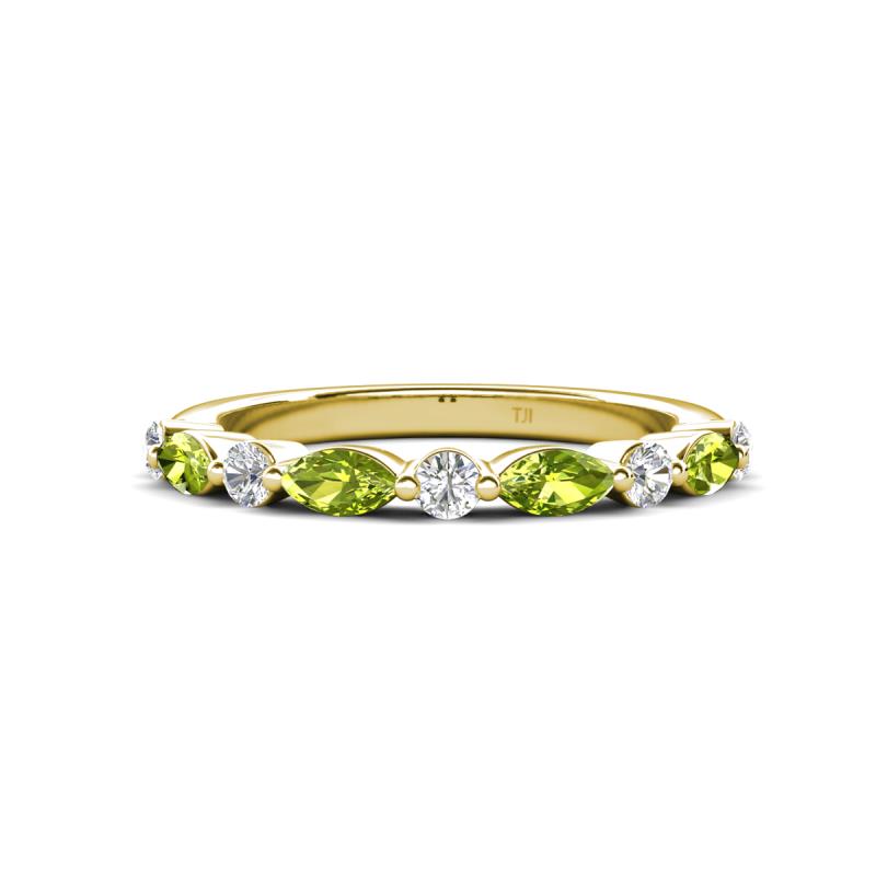 Mira 0.50 ctw Marquise Peridot and Round Natural Diamond Women Stackable Wedding Band 