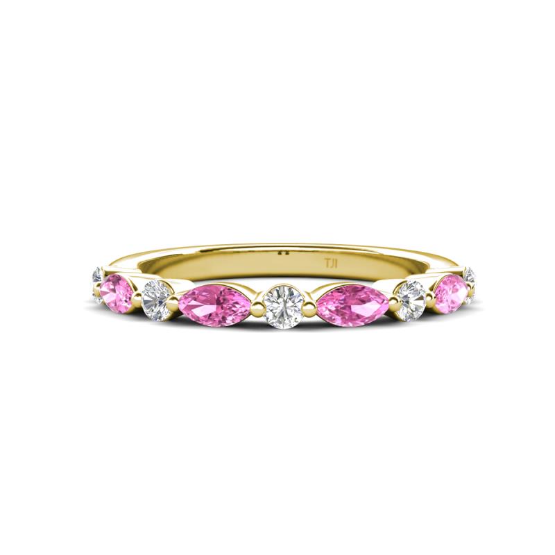 Mira 0.62 ctw Marquise Pink Sapphire and Round Natural Diamond Women Stackable Wedding Band 