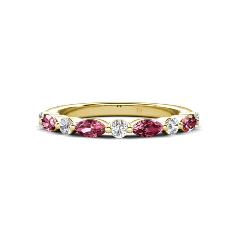 Mira 0.46 ctw Marquise Pink Tourmaline and Round Natural Diamond Women Stackable Wedding Band 