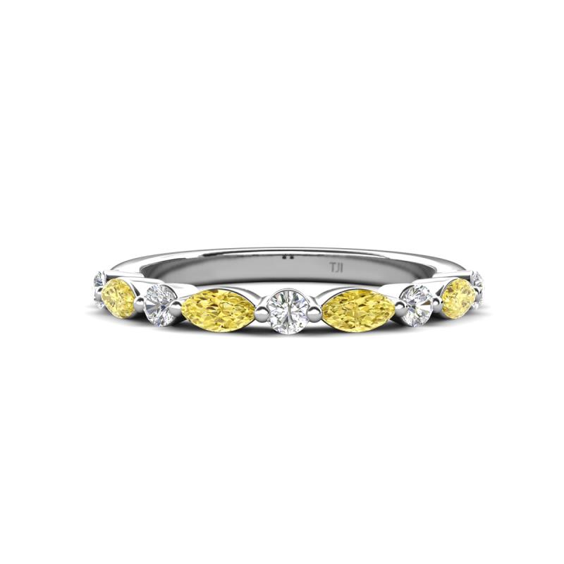 Mira 0.50 ctw Marquise Yellow Sapphire and Round Natural Diamond Women Stackable Wedding Band 
