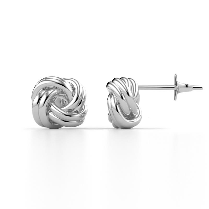 Ziba Ribbed Loop Knot Women Stud Earrings in 14K Solid Gold 