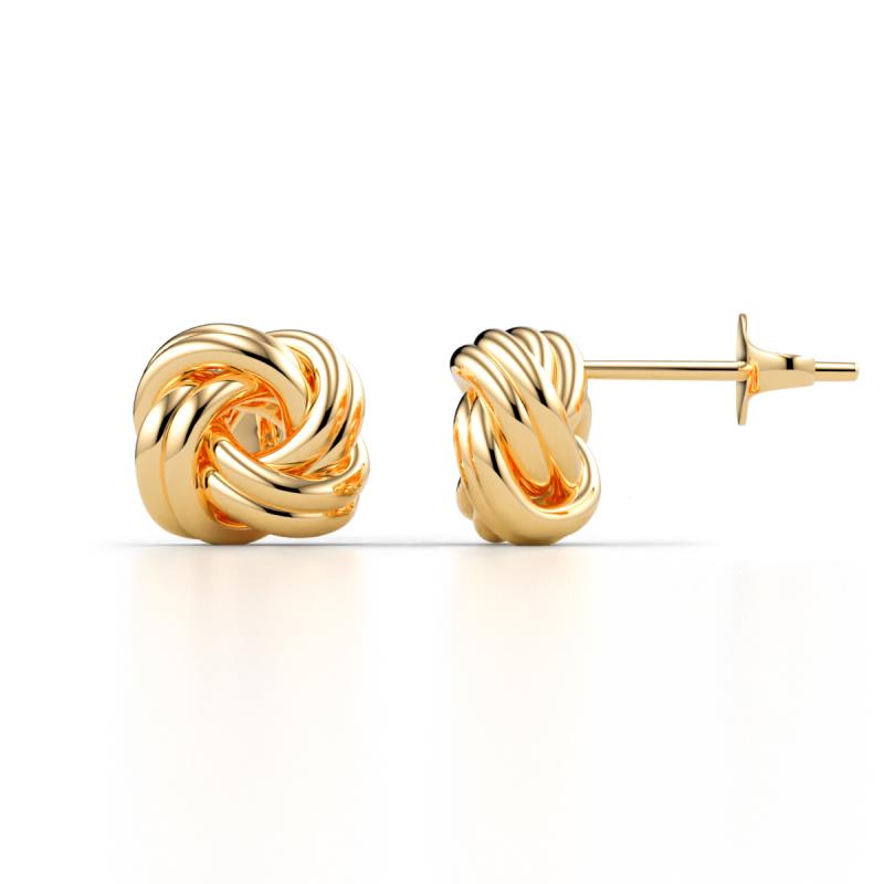 Ziba Ribbed Loop Knot Women Stud Earrings in 14K Solid Gold 