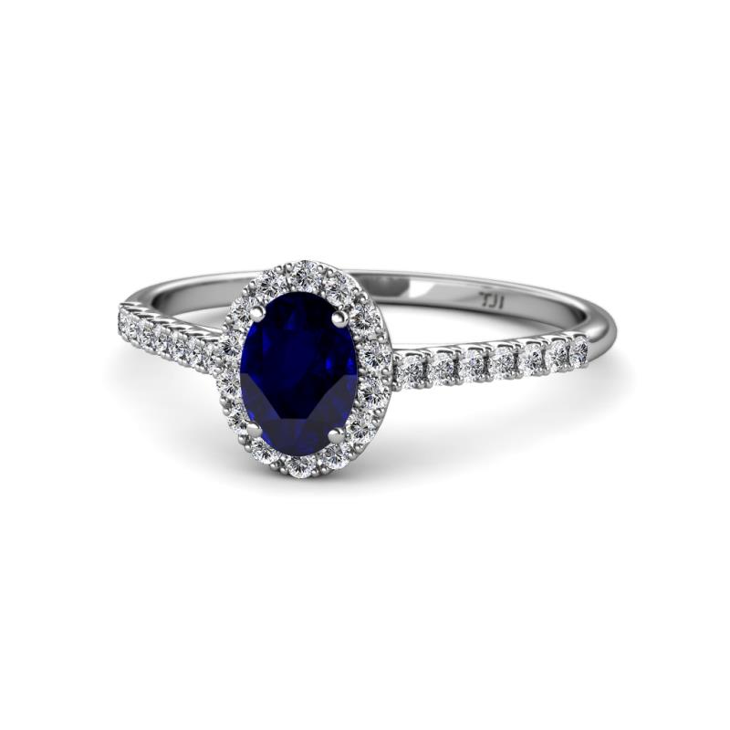 Marnie Desire Blue Sapphire and Lab Grown Diamond Halo Engagement Ring 