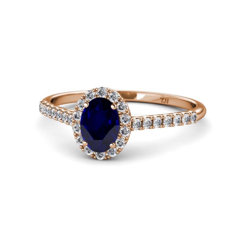 Marnie Desire Blue Sapphire and Lab Grown Diamond Halo Engagement Ring 