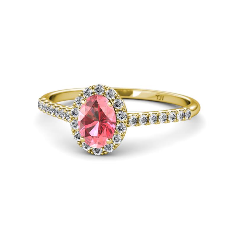 Marnie Desire Pink Tourmaline and Lab Grown Diamond Halo Engagement Ring 